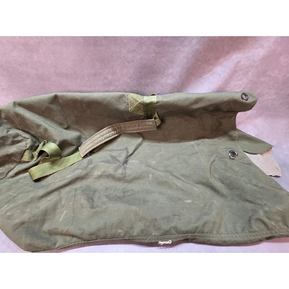 Vintage US Military Olive Drab Canvas Duffle Bag Top Load Backpack Straps USGI